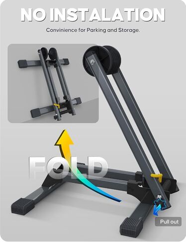 Bike Stand Floor for 16" - 29" Tires, Folding Garage Bike Rack for MTB & Road Bike Up to 2.4" Tire Width, Easy Storage Indoor Bicycle Stand，Latest Carbon Steel Version in Saudi Arabia