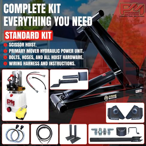 10 Ton (PF-520-k) Hydraulic Dump Trailer Scissor Hoist, Dump Kit for Pickup Truck (20,000 lb) Lift Dump Bed Kit with 12VDC Hydraulic Pump | Standard Kit | Suitable for Trailer Trucks in Saudi Arabia