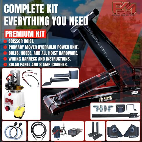 10 Ton (PF-520-k) Hydraulic Dump Trailer Scissor Hoist, Dump Kit for Pickup Truck (20,000 lb) Lift Dump Bed Kit with 12VDC Hydraulic Pump | Standard Kit | Suitable for Trailer Trucks in Saudi Arabia