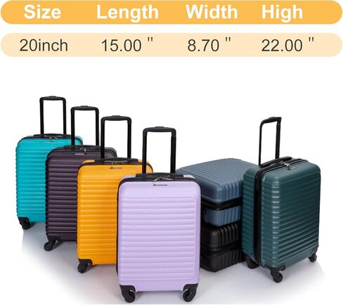 Travelhouse 16 Inch Carry On Luggage Airline Approved,Hardshell Small Carry Suitcases with 360° Spinner Wheels, Rolling Suitcase with TSA Approved in Saudi Arabia