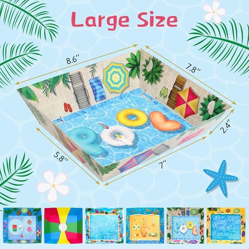 WorldBazaar 30Pcs Summer Pool Party Paper Plates Beach Theme Food Trays Large Disposable Nacho Snack Serving Bowl Hawaii Luau Tropical BBQ Birthday Party Supplies in Saudi Arabia