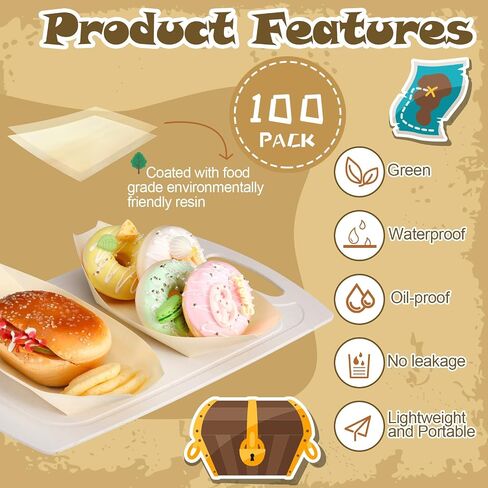 Nuogo 50 Pack 8 Inch Disposable Bamboo Boat Plates with Wood Sailing Flag Cake Topper Wooden Charcuterie Trays Serving Plates for Birthday Party Decorations Tropical Hawaiian Favor Supplies (Pirate) in Saudi Arabia