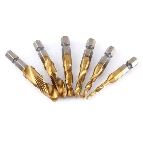 6PCS M3-M10 Screw Tap Drill Bits Taps Woodworking Metric Combination Bit 1/4 INCH Quick Change Hex(Color:M6(1PC)) in Saudi Arabia