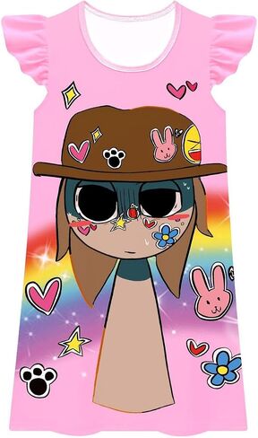 Little Girls Sprunki Push Dress Little Kids Music Adventure Cartoon Printed Costume in Saudi Arabia