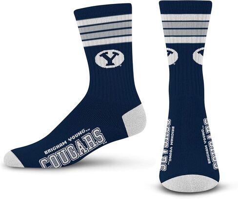 للأقدام العارية NCAA BYU COUGARS 4 Stripe Deuce Crew Sock Team Medium in Saudi Arabia