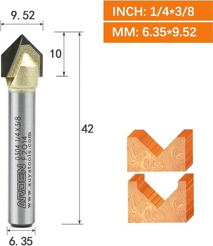 Arden 90 Degree V Bit 1/2" Carbide Triangle V-Groove Slotting Router Bit Woodworking Chamfering 3D Engraving for MDF Hardwood(6.35x9.52) in Saudi Arabia