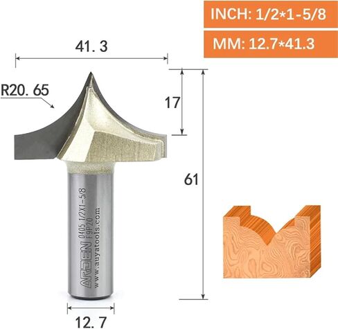 Point Cutting Round Over Bit Carbide Carving Tool Woodworking Tip Arc Edge Milling Cutter MDF Engraving Router Bit(12.7x41.28) in Saudi Arabia
