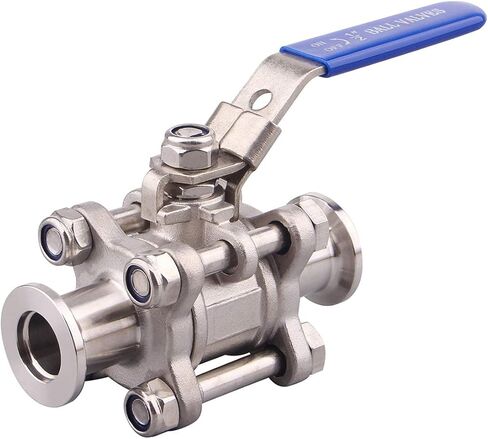 KF16 VALVE VALVE VALVE ، 304 من الفولاذ المقاوم للصدأ ، حافة المشبك KF ، مفتوح/إغلاق سريع ، مقبض أزرق مع جهاز قفل (KF16) in Kuwait