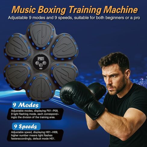 آلة الملاكمة للموسيقى للأطفال والكبار ، و Smart Bluetooth Sounding Sounding Machine 9 أوضاع و 9 سرعات ، ومدرب ملاكمة مثبت على الحائط للمنزل والمكتب والصالة الرياضية in Saudi Arabia
