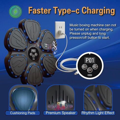 آلة الملاكمة للموسيقى للأطفال والكبار ، و Smart Bluetooth Sounding Sounding Machine 9 أوضاع و 9 سرعات ، ومدرب ملاكمة مثبت على الحائط للمنزل والمكتب والصالة الرياضية in Saudi Arabia