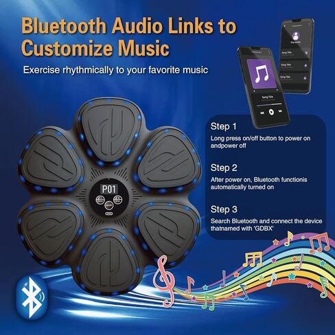 آلة الملاكمة للموسيقى للأطفال والكبار ، و Smart Bluetooth Sounding Sounding Machine 9 أوضاع و 9 سرعات ، ومدرب ملاكمة مثبت على الحائط للمنزل والمكتب والصالة الرياضية in Saudi Arabia