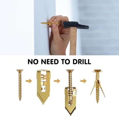 Self-Drilling Drywall Anchors and Screws Kit, 0.47X1.18inch 200Pcs Zinc Plated Steel, Heavy Duty No Drill No Holes, 2025 Upgraded for TV, Shelves, Picture Frames, Cabinets, Holds 100+LBS in Saudi Arabia