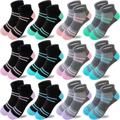 Bemeol Ankle Socks Girls 12 Pairs Girls Socks Kids Low Cut Ankle Athletic Cotton Sports Sock in Saudi Arabia