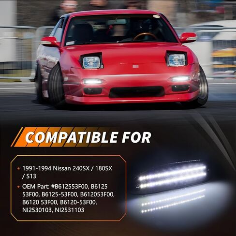 مصابيح علامة الجانب الأمامي مصابيح الإسكان متوافق مع نيسان 240SX / 180SX / S13 1991-1994 ، [IP67 مقاومة للماء] غطاء ضوء علامة الإشارة [لا مصابيح] ، استبدل OEM #B612553F00 ، 2 PCS ، Amber Lens in Kuwait