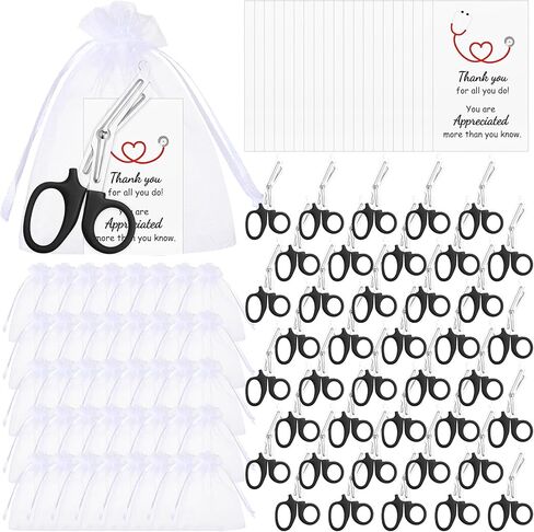 20 Pcs Trauma Shears, Gifts for Nurse Day, Medical Scissors with Organza Bags and Thank You Gift Tags, Stainless Steel Gauze Shears for Nurses Doctors EMS Volunteers (Black) in Saudi Arabia