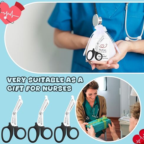 20 Pcs Trauma Shears, Gifts for Nurse Day, Medical Scissors with Organza Bags and Thank You Gift Tags, Stainless Steel Gauze Shears for Nurses Doctors EMS Volunteers (Black) in Saudi Arabia