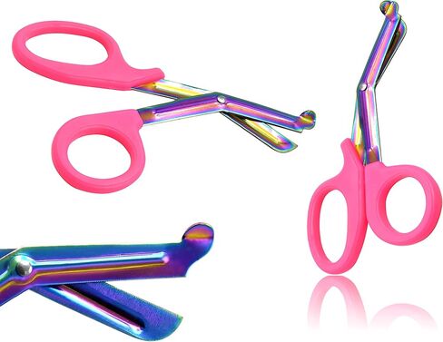 Heavy Duty Fluoride Coated Nurse Doctor Medical Paramedic Trauma Shears Scissors 7.25" (ODM) (PINK MULTI COLOR BLADE) in Saudi Arabia