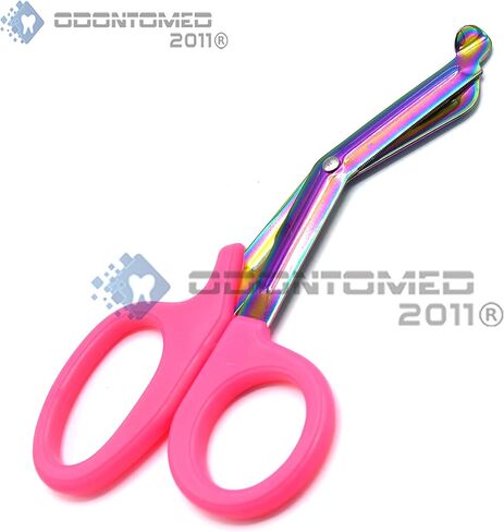 Heavy Duty Fluoride Coated Nurse Doctor Medical Paramedic Trauma Shears Scissors 7.25" (ODM) (PINK MULTI COLOR BLADE) in Saudi Arabia