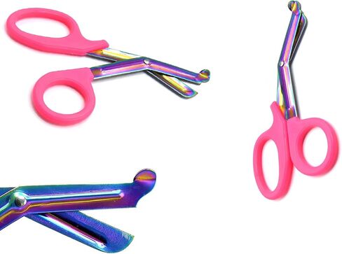 Heavy Duty Fluoride Coated Nurse Doctor Medical Paramedic Trauma Shears Scissors 7.25" (ODM) (PINK MULTI COLOR BLADE) in Saudi Arabia
