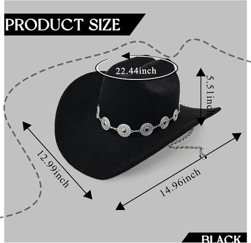 Classic Western Cowboy Hat for Men & Women, Felt Cowgirl Hat with Two Decorative Bands, ，Wide Brim， All-Season Wear in Saudi Arabia