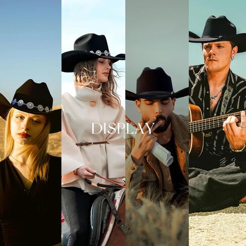 Classic Western Cowboy Hat for Men & Women, Felt Cowgirl Hat with Two Decorative Bands, ，Wide Brim， All-Season Wear in Saudi Arabia