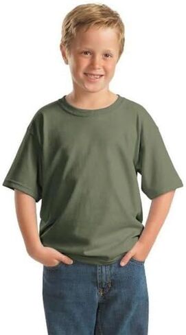 Gildan Unisex Youth Heavy Cotton T-Shirt 2 Pack. Military Green in Saudi Arabia