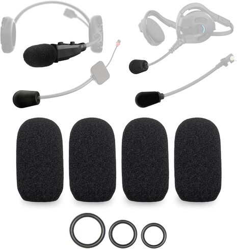 4-Pack Mic Foam Covers Compatible with Sena Boom Microphone,Motorcycle Helmet Wireless/Wired Microphone + 12 O-Rings in 3 Sizes - For Various Mic Sizes - Windscreen Pop Filter in Saudi Arabia