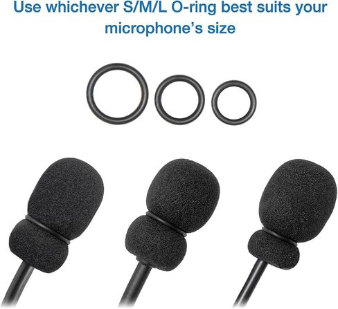 4-Pack Mic Foam Covers Compatible with Sena Boom Microphone,Motorcycle Helmet Wireless/Wired Microphone + 12 O-Rings in 3 Sizes - For Various Mic Sizes - Windscreen Pop Filter in Saudi Arabia