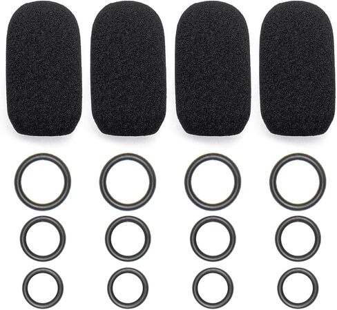 4-Pack Mic Foam Covers Compatible with Sena Boom Microphone,Motorcycle Helmet Wireless/Wired Microphone + 12 O-Rings in 3 Sizes - For Various Mic Sizes - Windscreen Pop Filter in Saudi Arabia