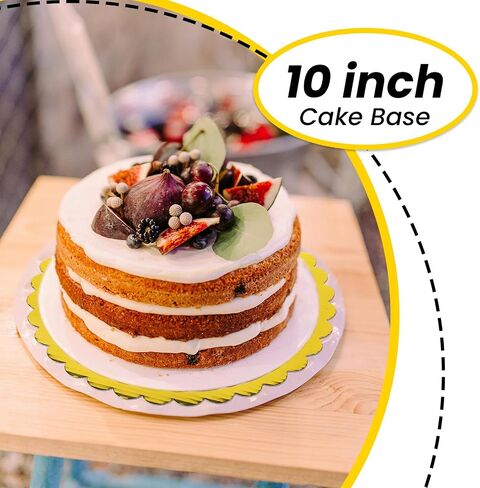 50 Pack Gold Cake Boards, 10 inch Scallop Edge, Disposable Cardboard Rounds, Grease Proof, Perfect for Cake Decorating, Valentine's Day, Weddings, Birthdays in Saudi Arabia