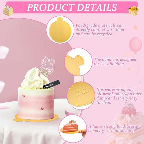 120 PCS Mini Cake Boards, Gold Round Mousse Cupcake Base for Dessert, 3.15 inch & 3.5 inch Mini Flan Plates, Disposable Cake Paper Display Tray for Baking Birthday Party Wedding in Saudi Arabia
