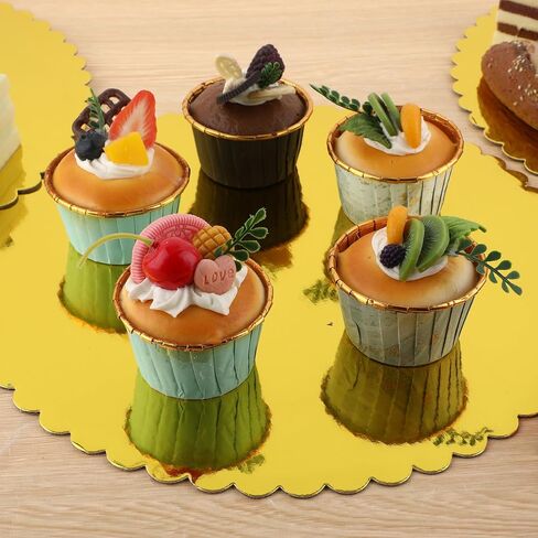 DIVINA VITAE 50Pack Cake Boards 12 Inch Round Shiny Gold Cake Board Corrugated Circle Cardboard Base Boards for Cake Decorating in Saudi Arabia