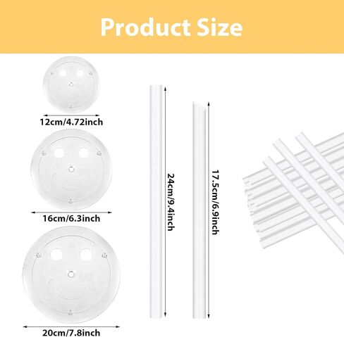 Cobee Dowel Rods Set, 15 Pcs Plastic Support Sticks With 3 Cake Boards for Tiered and Stacking 6" 8" 10" Layer Separator Plates - Wedding Party Birthday Cake Topper in Saudi Arabia