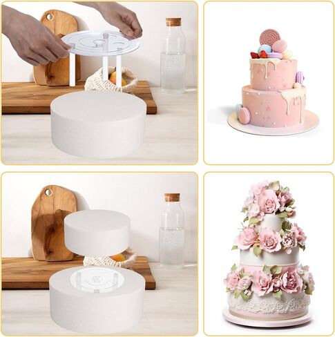 Cobee Dowel Rods Set, 15 Pcs Plastic Support Sticks With 3 Cake Boards for Tiered and Stacking 6" 8" 10" Layer Separator Plates - Wedding Party Birthday Cake Topper in Saudi Arabia