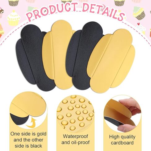 Patelai 200 PCS Mini Ovale for Eclair Oval Paper Paper Cake Board Poard Sessert Plates Plates Black and Gold Mousse Cakes Bases for Sentert Pastry Downer in Saudi Arabia