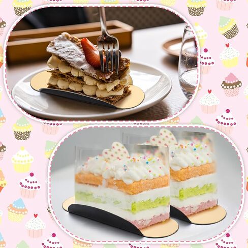 Patelai 200 PCS Mini Ovale for Eclair Oval Paper Paper Cake Board Poard Sessert Plates Plates Black and Gold Mousse Cakes Bases for Sentert Pastry Downer in Saudi Arabia