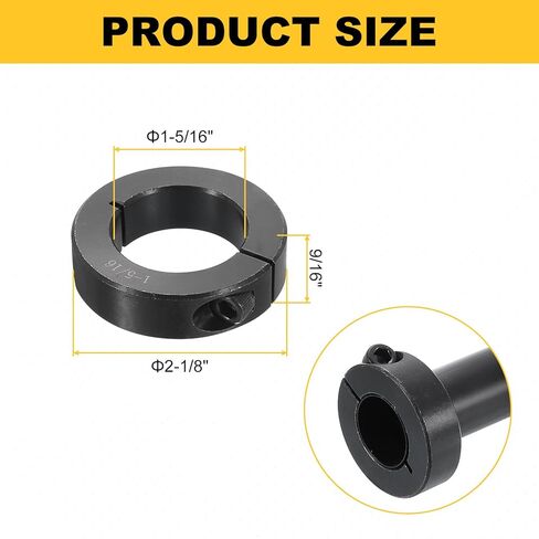 uxcell 4pcs Single Split Shaft Collar 1-5/16" Bore One-Piece Clamping Collar, 2-1/8" OD, 9/16" Thickness, Black Oxide Steel Set Screw Lock Collar Clamp in Saudi Arabia