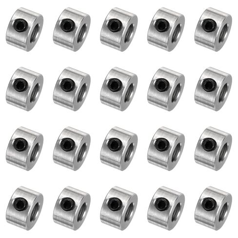 UXCELL 20PCS مجموعة يطوق المسمار 6 مم من الياقات عمود التجويف ، 12 مم OD ، عرض 7 مم ، طوق توقف الحفر ، بتات الحفر الفولاذ المقاوم للصدأ بتات العمق in Kuwait