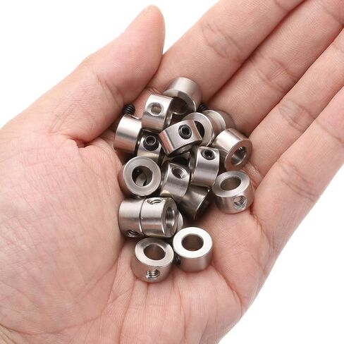 UXCELL 20PCS مجموعة يطوق المسمار 6 مم من الياقات عمود التجويف ، 12 مم OD ، عرض 7 مم ، طوق توقف الحفر ، بتات الحفر الفولاذ المقاوم للصدأ بتات العمق in Kuwait