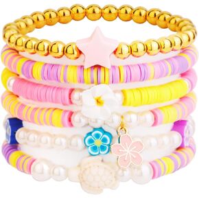 24 PCS PRACELETS HEISHI PREPPY FLOWY CLAY BEAD BEAD STINGELTS PEDEDETS BEADELTS للنساء من المراهقات BOHO Summer Beach المجوهرات القابلة للتكديس مجموعة مع تصميمات لطيفة مثالية للهدايا والحفلات in Kuwait