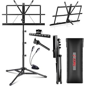 5 Core Sheet Music Stand 2 in 1 Dual Dual Use Professional قابل للتعديل 28-67 بوصة قابلة للطي حامل حامل ثلاثي القوائم (الأزرق ، النسخة العليا) in Kuwait