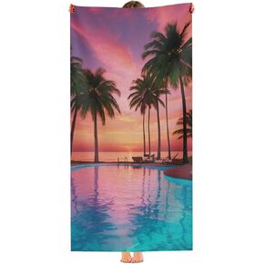 Tropical Island Beach Towel, Microfiber, Quick Dry, UV Protection, Large Size, Digital Print Design (Island) in Kuwait