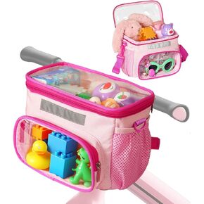 Kids Bike Basket Front – Bicycle Handlebar Bag for Tricycle, Balance Bike, or Scooter – with Detachable Shoulder Strap – Gift for Girls – Bike Accessories & Water Bottle Holder, Pink in Kuwait