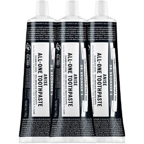 Dr. Bronner’s - All-One Toothpaste Variety Pack - Peppermint, Cinnamon, Anise, & Spearmint, 70% Organic Ingredients, Natural & Effective, Fluoride-Free, Helps Freshen Breath, Vegan (5oz, 4-Pack) in Kuwait