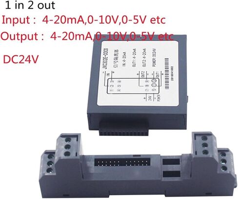 1 in 2 Out Signal Isolation DC24V Signal Isolator 4-20mA 0-10V Signal Converter GLC(0-10V to 4-20mA) in Saudi Arabia