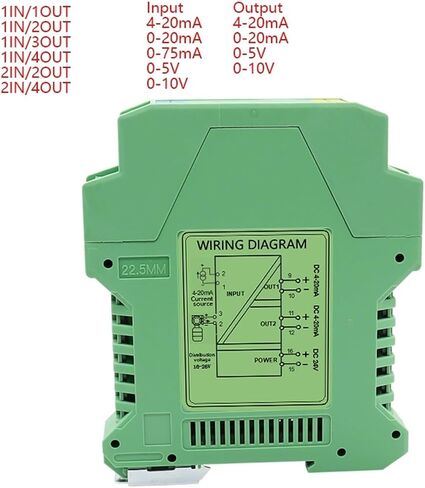 DC 24V Power Supply Current/Voltage Input Signal Isolation Distributor Signal Isolator(1 in 1 Out,Output 0-10V_Input 0-5V) in Saudi Arabia