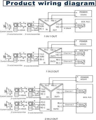 Signal Converter DC 0-10V 4 to 20mA Analog Isolation Transmitter 60mV 75mV Signal Converter 0-5V Plug-in Isolation(1 Input 2 outputs,0-20MA Input_4-20MA Output_DC24V Power Supply) in Saudi Arabia