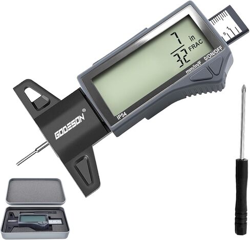 GoDeson Digital Tyre Tread Gauge-3 أوضاع-إطالة/بوصة/مم ، شاشة الطاقة الشمسية والبطارية الهجينة ، 1 "(25.4 مم/32NDS) ، أداة قياس الإطارات الزرقاء لجميع المركبات (السيارة ، شاحنة ، سيارات الدفع الرباعي) in Saudi Arabia