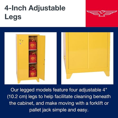 Eagle American Made 60 Gallon F﻿lammable Liquid Storage Cabinet with Legs, Manual-Close Fireproof Cabinet for Schools, Garages, Manufacturing Facilities, 34" x 34" x 69", 1962XLEGS in Saudi Arabia