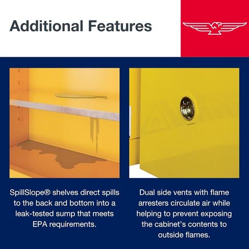 Eagle American Made 60 Gallon F﻿lammable Liquid Storage Cabinet with Legs, Manual-Close Fireproof Cabinet for Schools, Garages, Manufacturing Facilities, 34" x 34" x 69", 1962XLEGS in Saudi Arabia